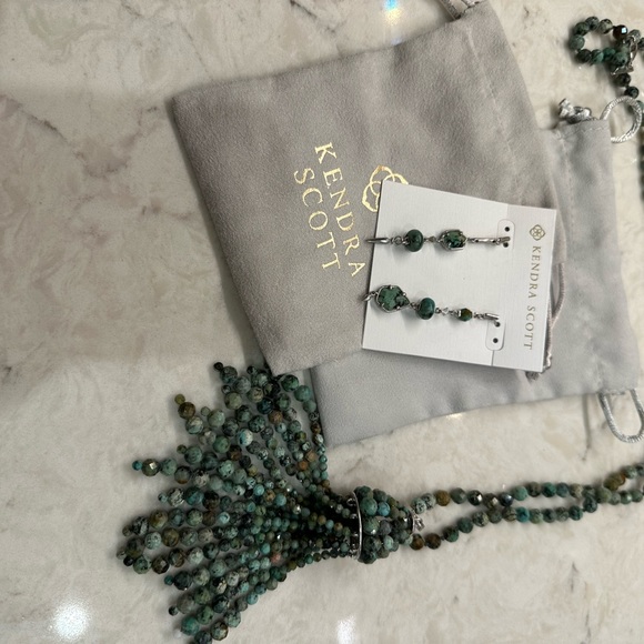 GORGEOUS Kendra Scott Turquoise tassel necklace and earrings set - Picture 2 of 6